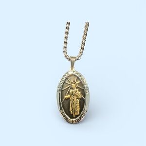 Gold and Silver St. Jude Pendant Necklace